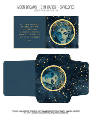 Moon Dreams printable 3 inch card and envelope