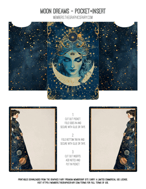 Moon Dreams printable journal pocket and insert