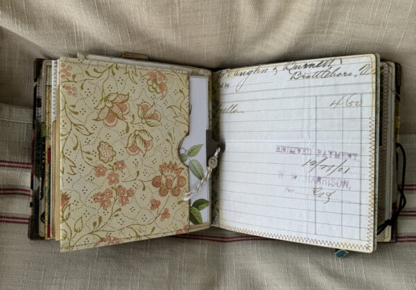 Journal page with floral pocket