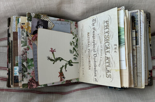 Journal spread with floral pages