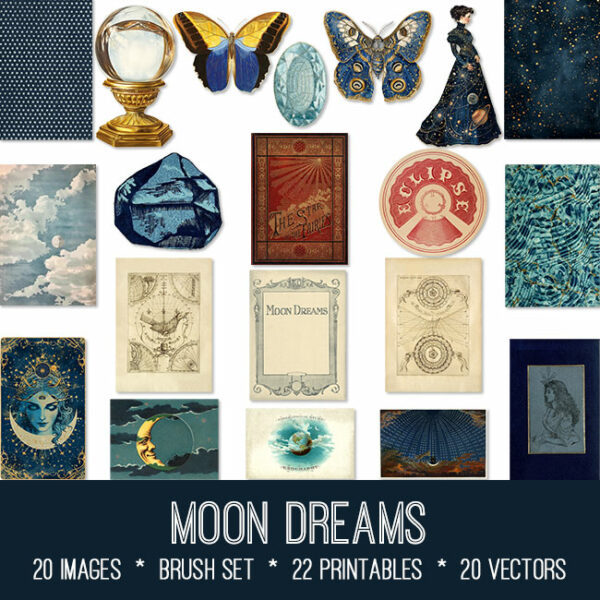 Moon Dreams ephemera vintage images