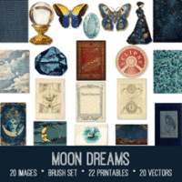 vintage Moon Dreams ephemera bundle