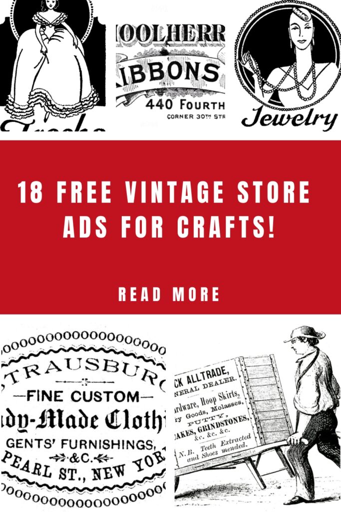 Free Vintage Store Ads for Crafts Pin