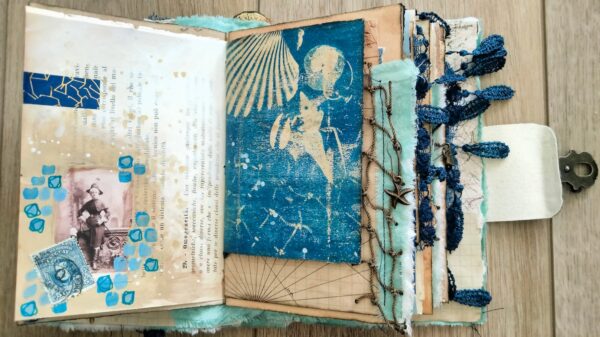 Journal spread with ledger paper and netting