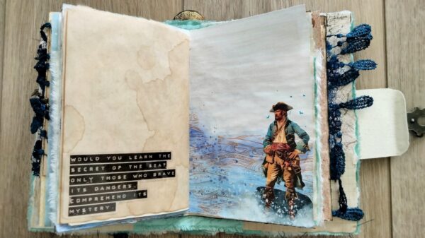 Journal spread with pirate image