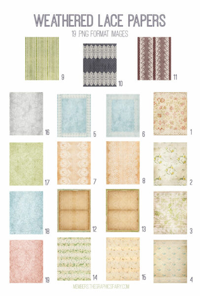 Weathered Lace Papers Image list