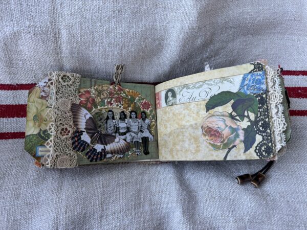 Journal spread with floral wreath image