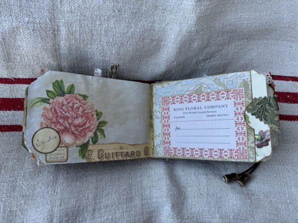 Journal spread with pink peony image