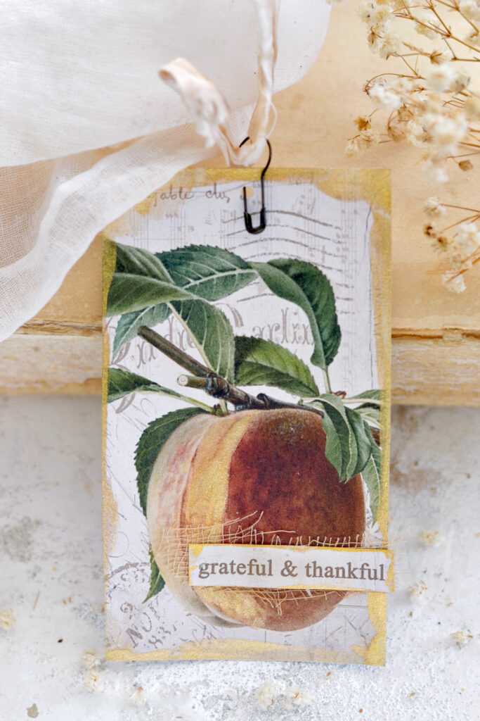 vintage peach harvest tag