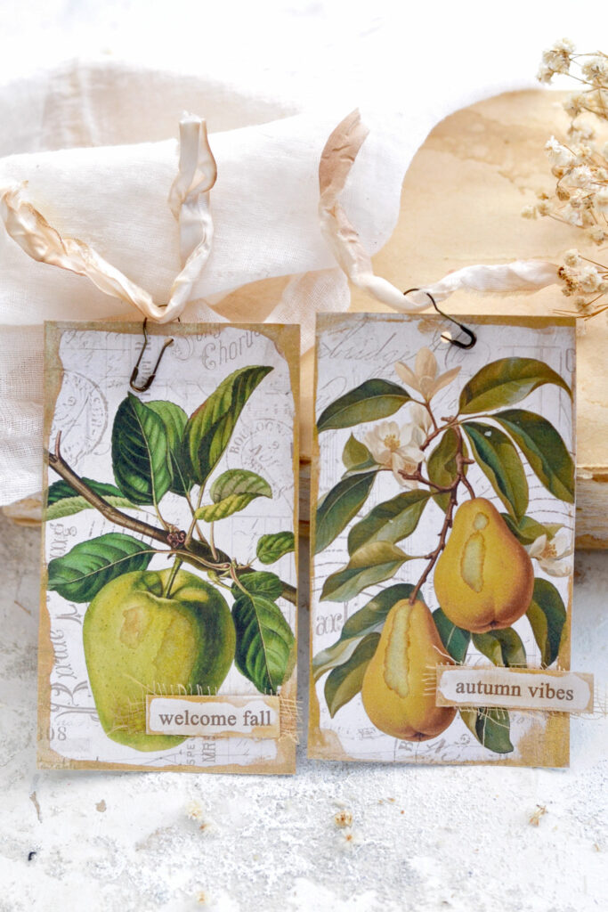 vintage fall harvest tags - apple tag ad pear tag