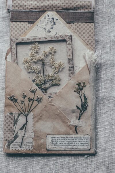 Journal page with pressed flower