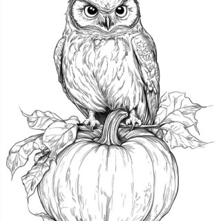 Fall Owl Pumpkin Color Sheet