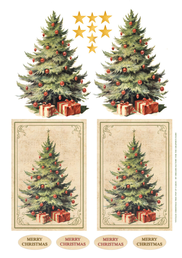 Christmas tree pop up card printable 1