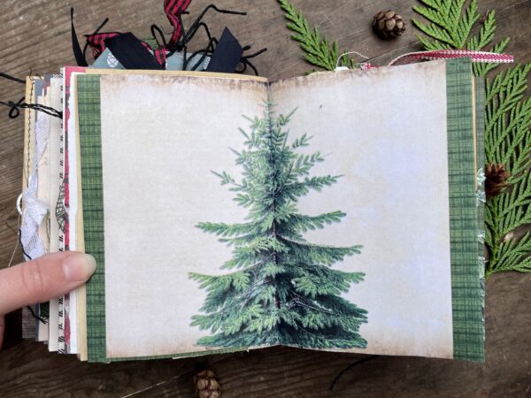 Journal spread with Christmas tree in centre