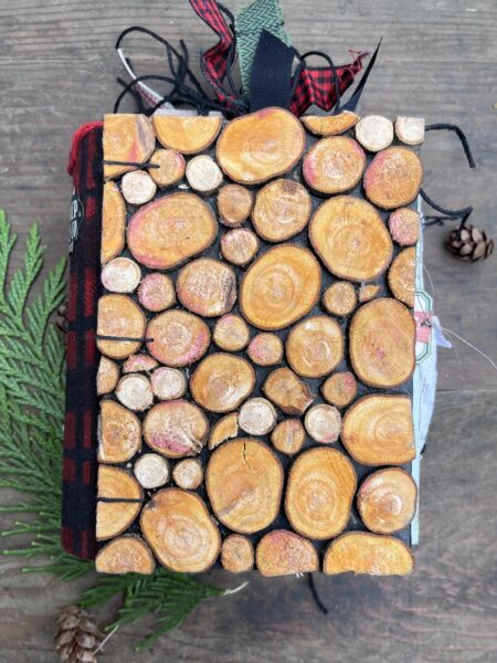 Junk journal cover made from wood circles