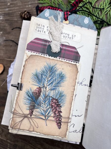 Journal page with pine cone image