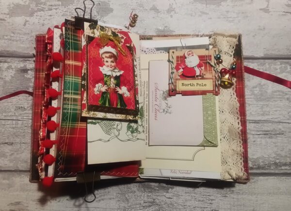 Journal spread with christmas elf image