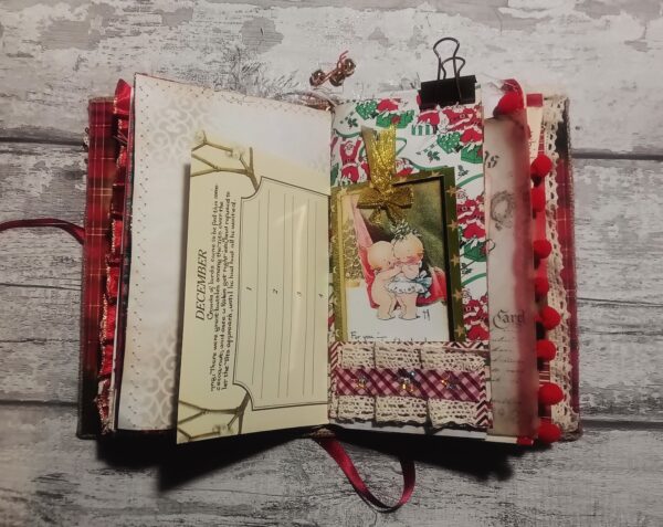 Journal spread with christmas book page