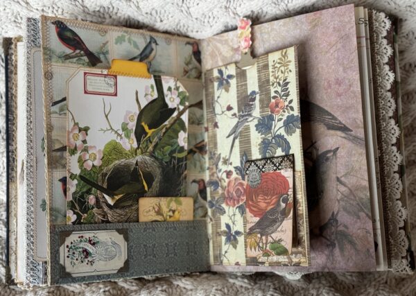 Junk Journal spread with floral images