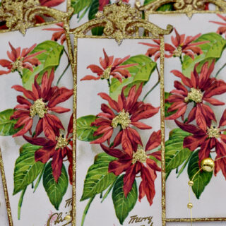 Vintage Poinsettia Christmas Bookmarks