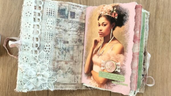 Junk journal spread with ballet dancer image