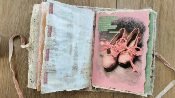 Journal spread with ballet shoe image