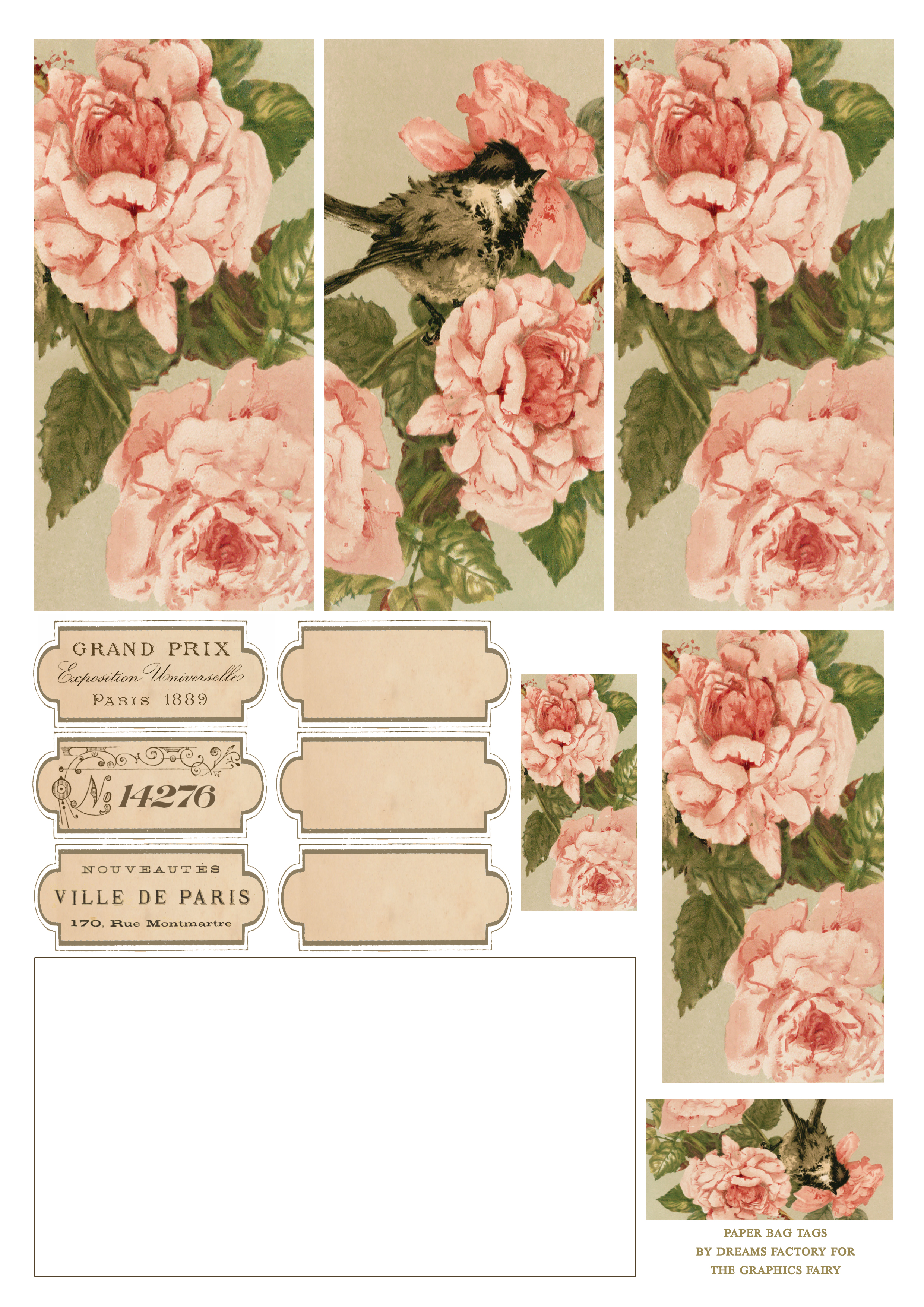 Paper bag flower tags printable