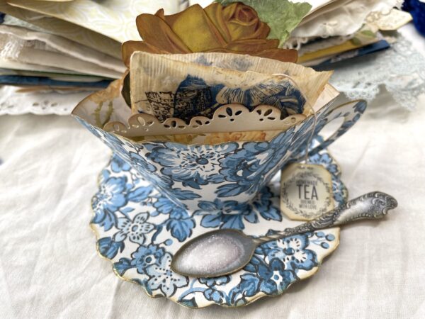 3D paper teacup model with lace edge