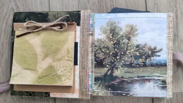 Journal spread with tree image