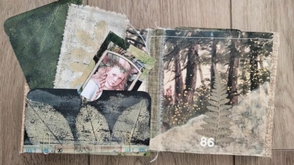 Journal spread with tree images