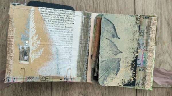 Journal spread with leaf print
