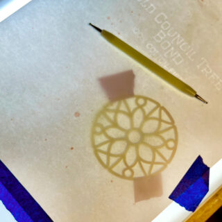 Brass Stencil on LightBox