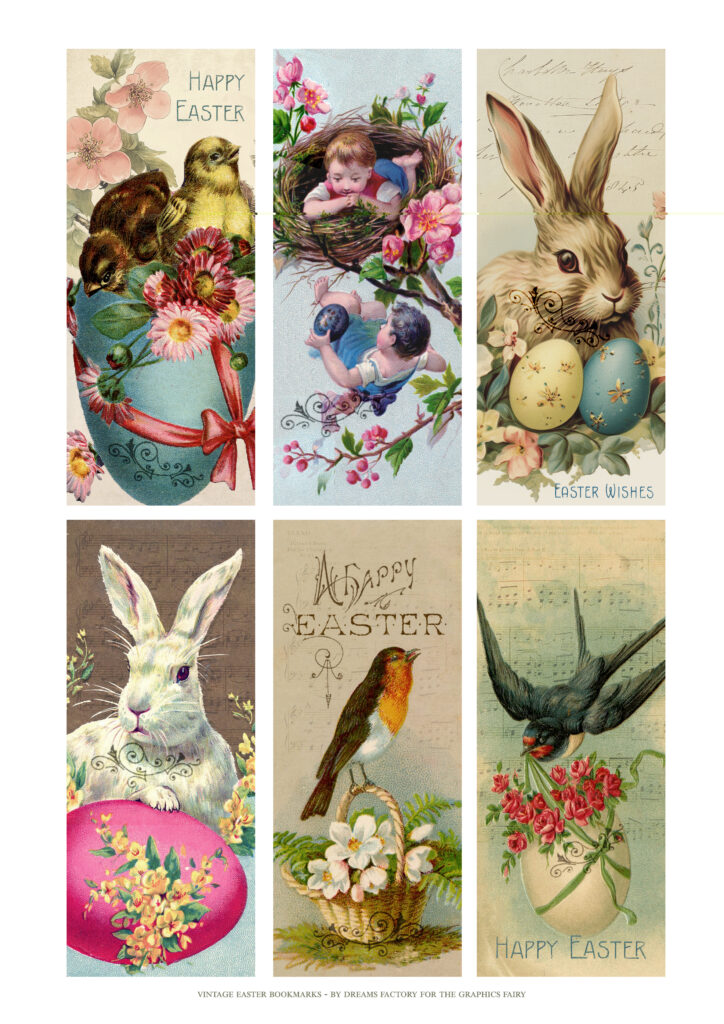 Vintage Easter bookmarks printtable