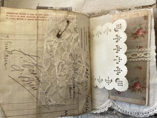 Journal page with lace attachments