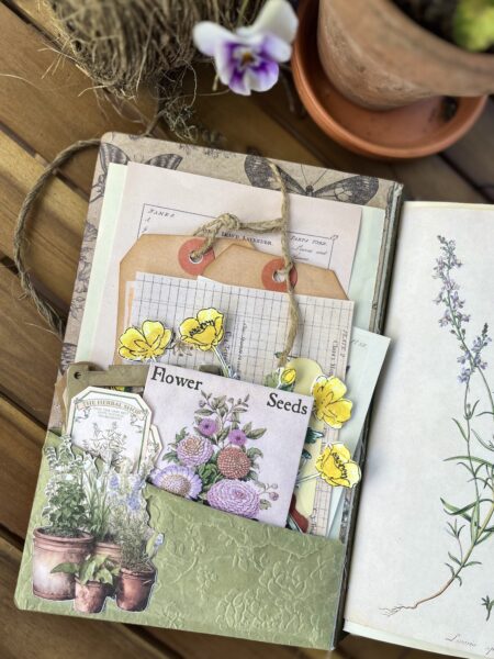 Journal page with pocket full of tags