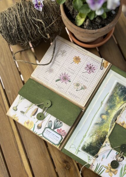 Journal spread with floral prints