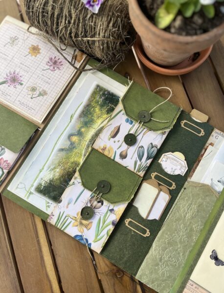 Journal spread with floral prints