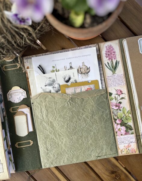 Journal spread with floral prints