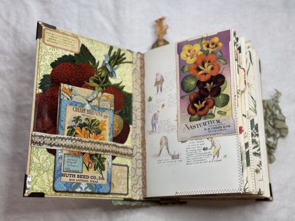 Journal spread with flower seed packets