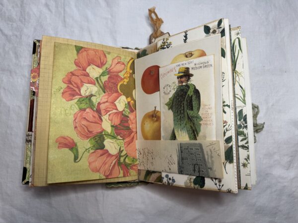 Journal spread with sweet pea print