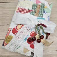 Journal cover with gingham print and cherries