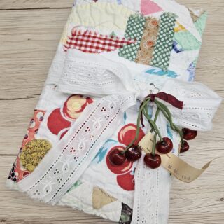 Journal cover with gingham print and cherries