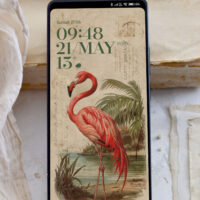 Summer iphone wallpaper with vintage flamingo