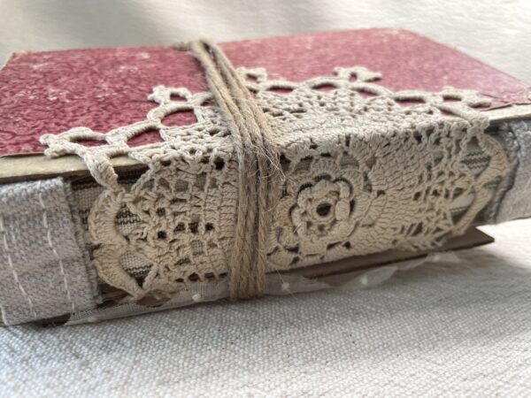 Lace covered journal spine
