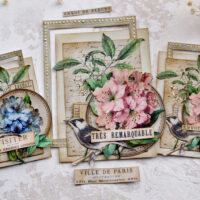 Vintage bird and flower clusters