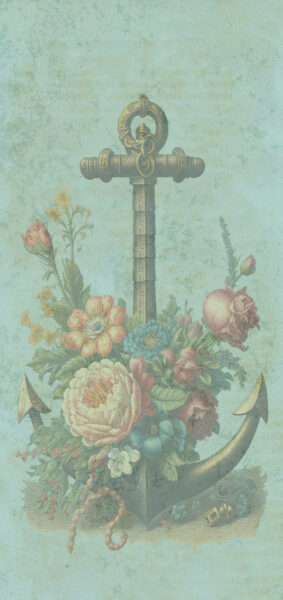 vintage summer iphone wallpaper with floral anchor