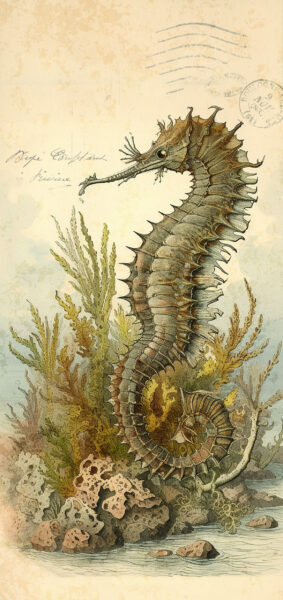 vintage summer iphone wallpaper with vintage sea horse