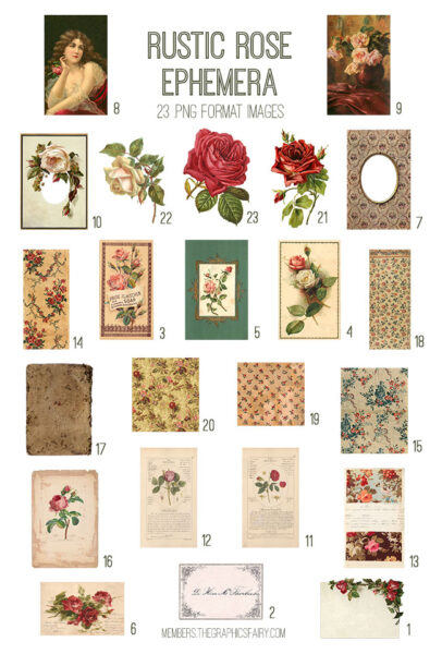 Rustic Rose Ephemera image list