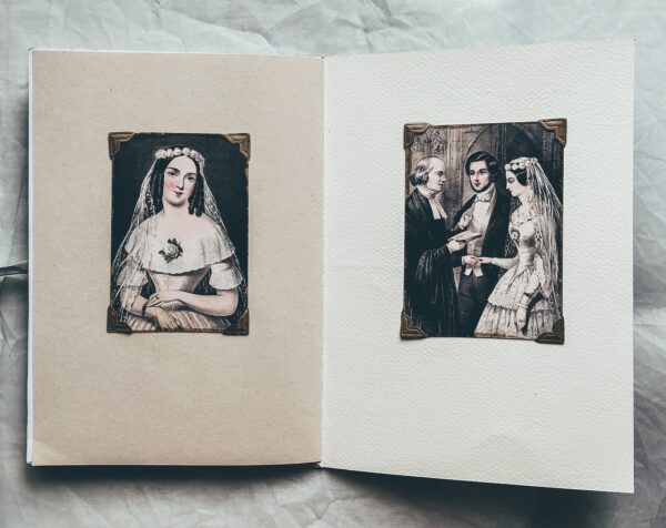 Wedding booklet with vintage style wedding illustrations