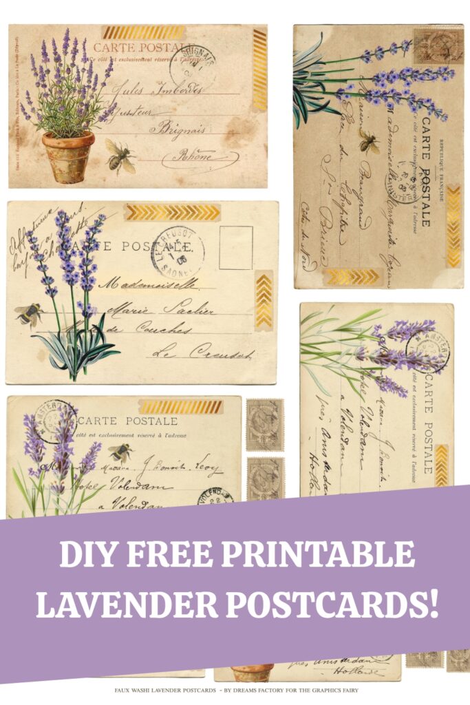 DIY Free Printable Lavender Postcards Pin